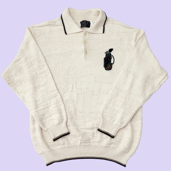 Northern Golf Elements Other - Vintage 90s Northern Golf Elements Knit Collared Textured Grandpa Sweater Medium